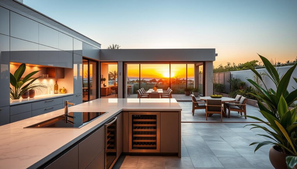 indoor outdoor kitchen integration